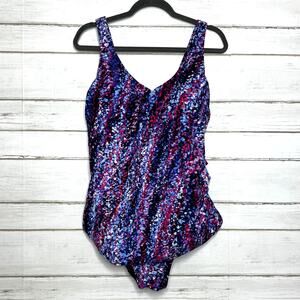 Swimsuits For All One Piece Swimsuit Size 18 Multicolor Abstract Tummy Control